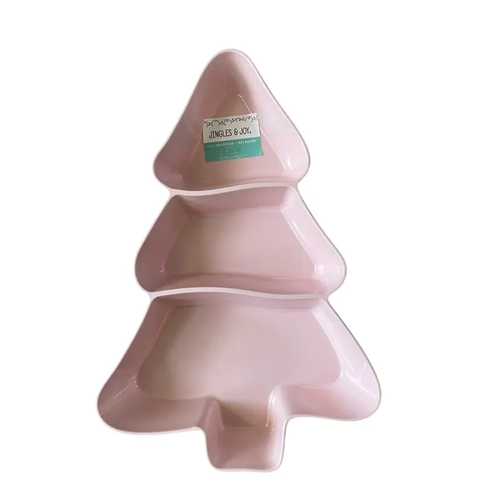 Jingles & Joy Pink Christmas Tree 3 Section Server Tray 20